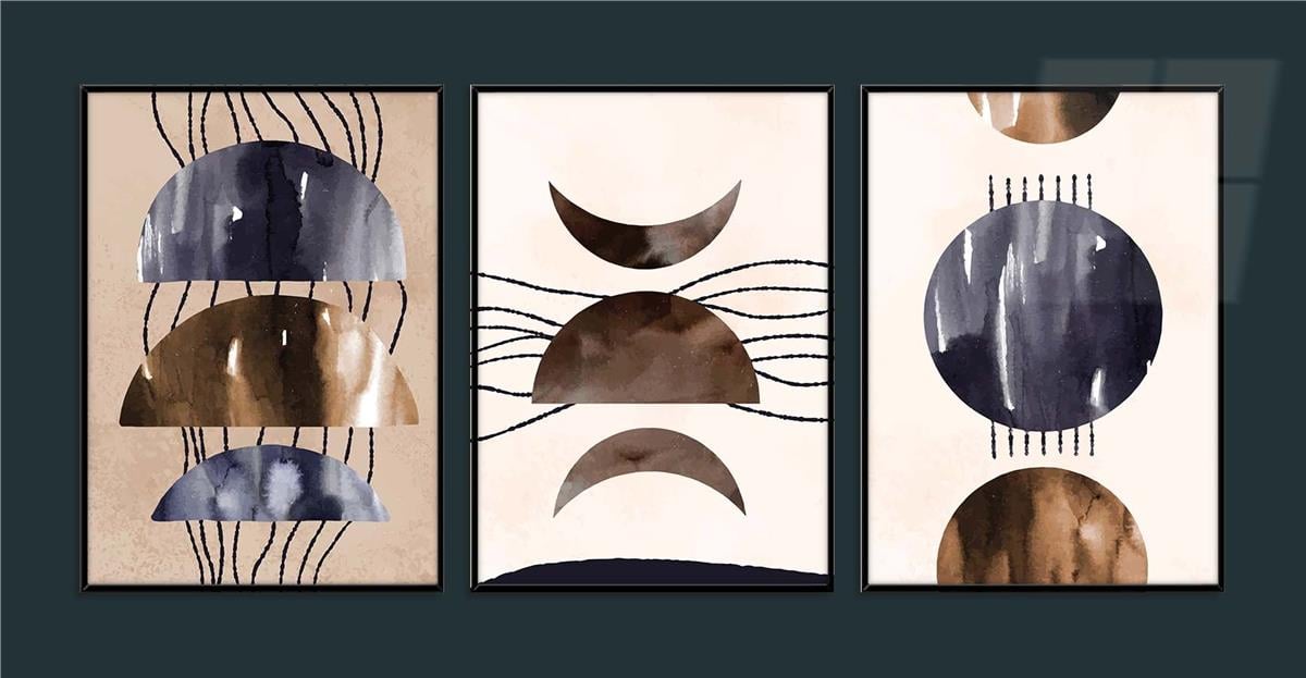 Alüminyum Çerçeveli Sanat Temalı 3'lü Set MDF Tablo 0013