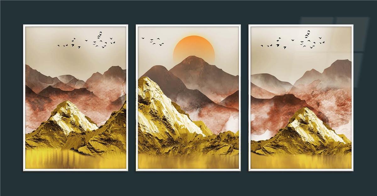 Alüminyum Çerçeveli Sanat Temalı 3'lü Set MDF Tablo 0052