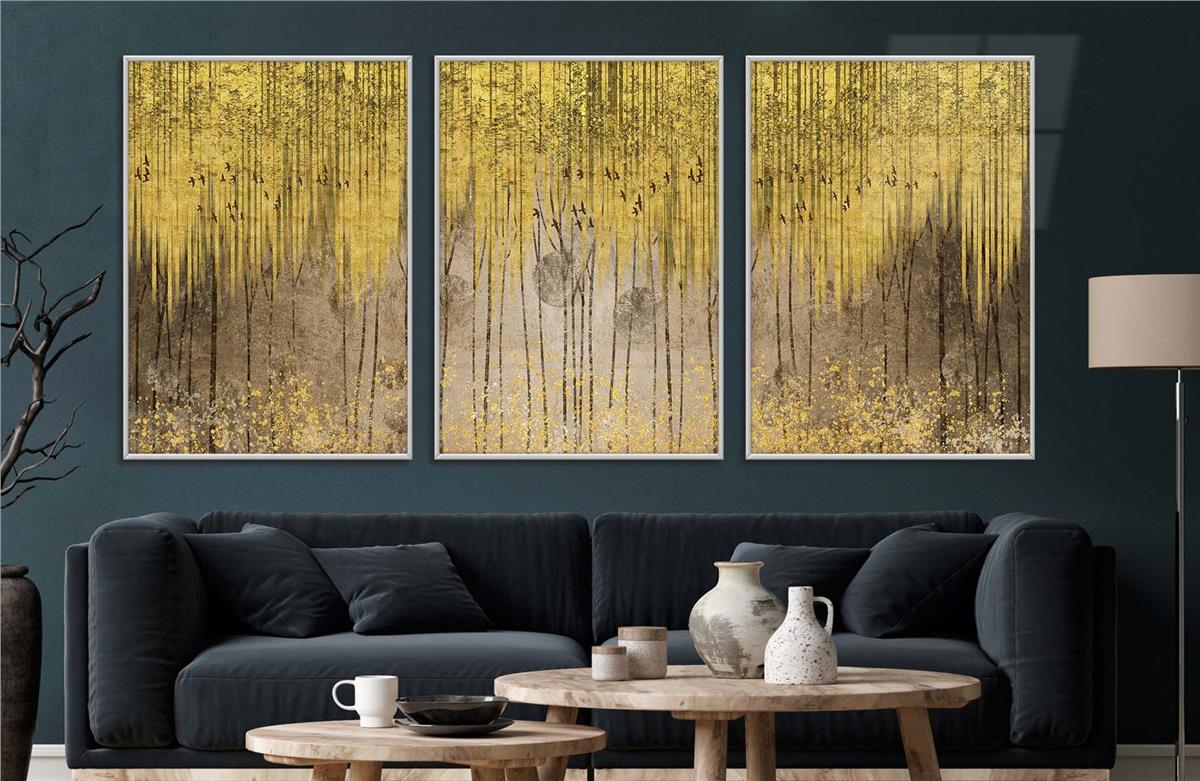 Alüminyum Çerçeveli Sanat Temalı 3'lü Set MDF Tablo 0044