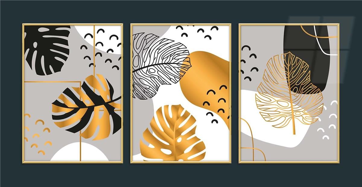 Alüminyum Çerçeveli Sanat Temalı 3'lü Set MDF Tablo 0011