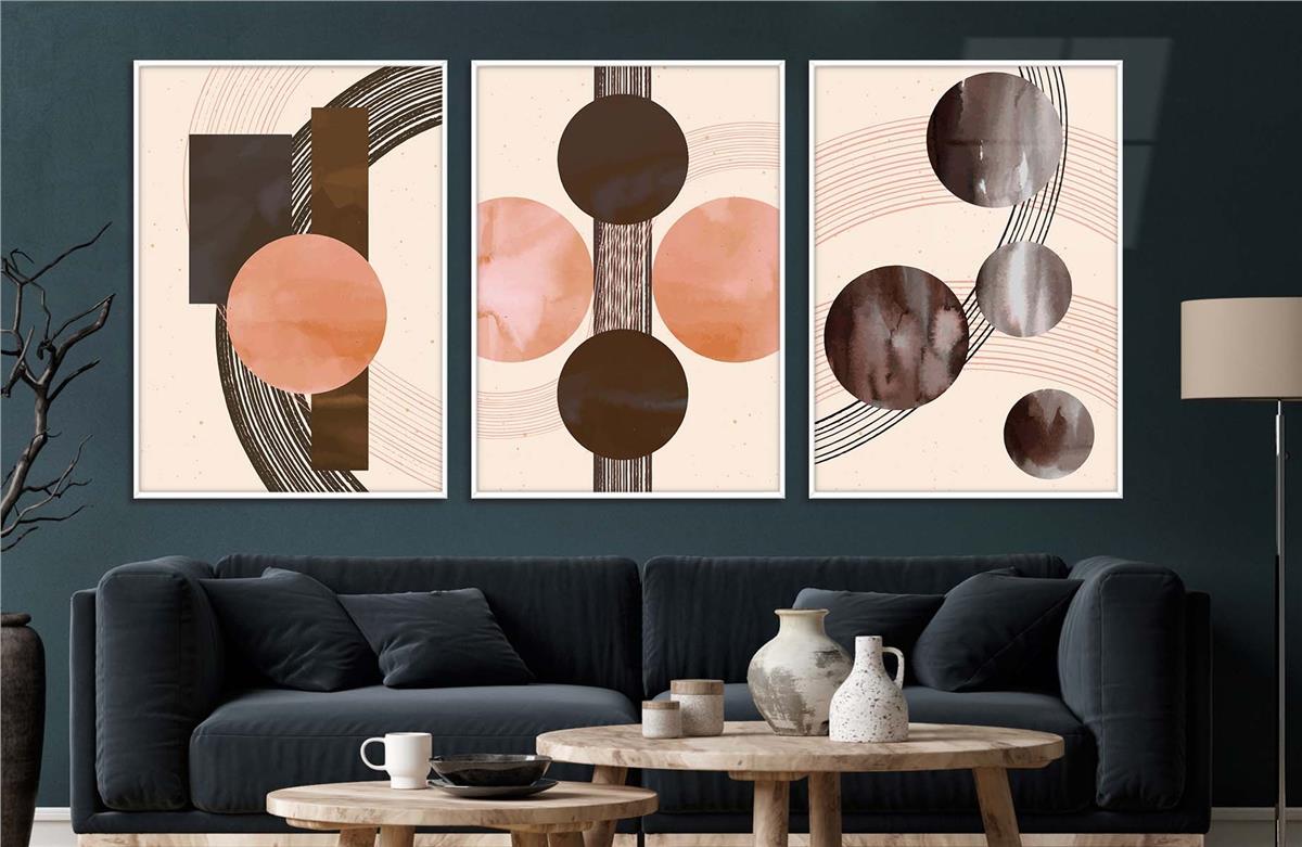 Alüminyum Çerçeveli Sanat Temalı 3'lü Set MDF Tablo 0015