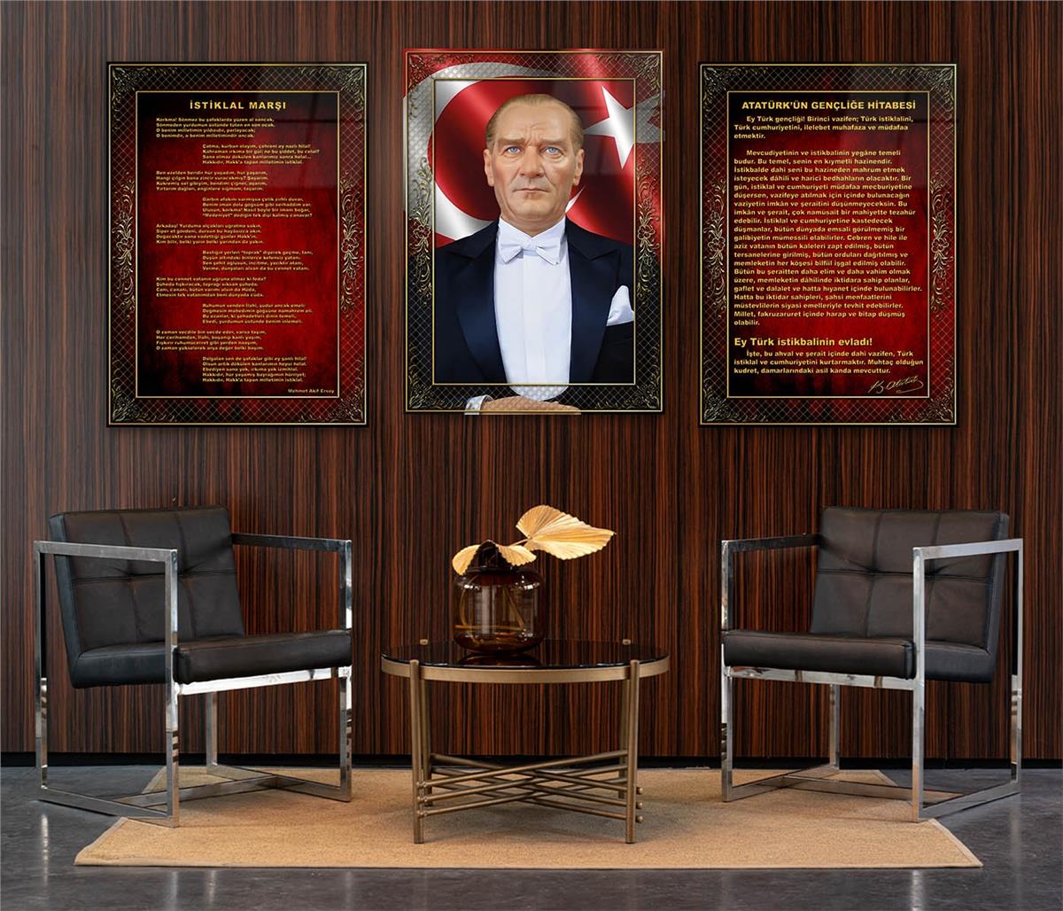  3'lü Set VatanTemalı Cam Tablo 34