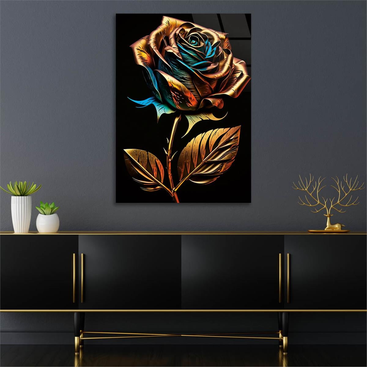 Vertical Tempered Glasss Wall Arts Natured-Themed139