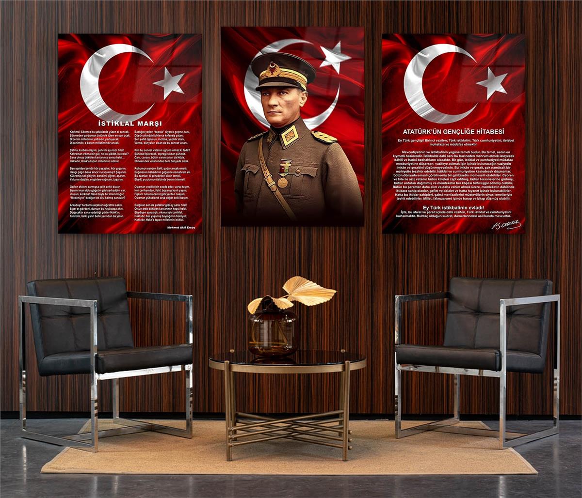  3'lü Set VatanTemalı Cam Tablo 35