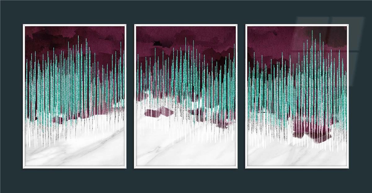 Alüminyum Çerçeveli Sanat Temalı 3'lü Set MDF Tablo 0043