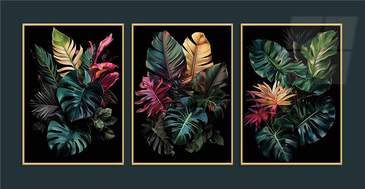 Alüminyum Çerçeveli Sanat Temalı 3'lü Set CAM Tablo 0076