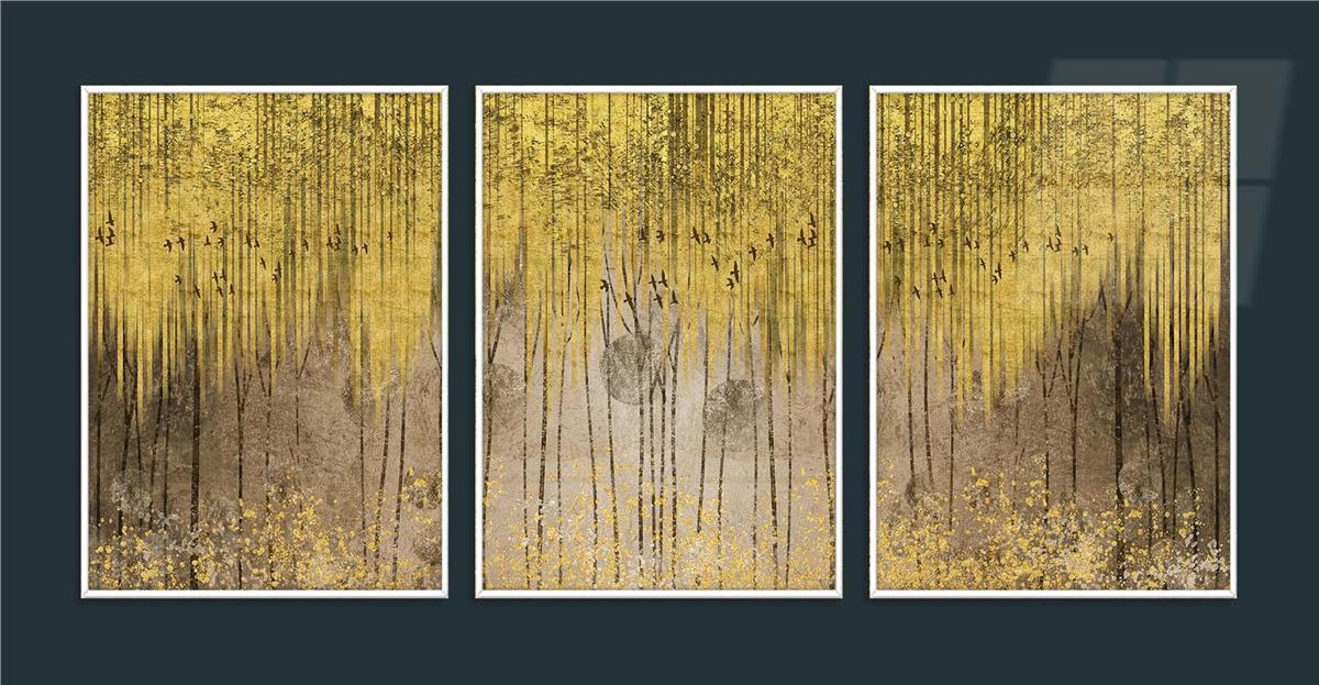 Alüminyum Çerçeveli Sanat Temalı 3'lü Set MDF Tablo 0044