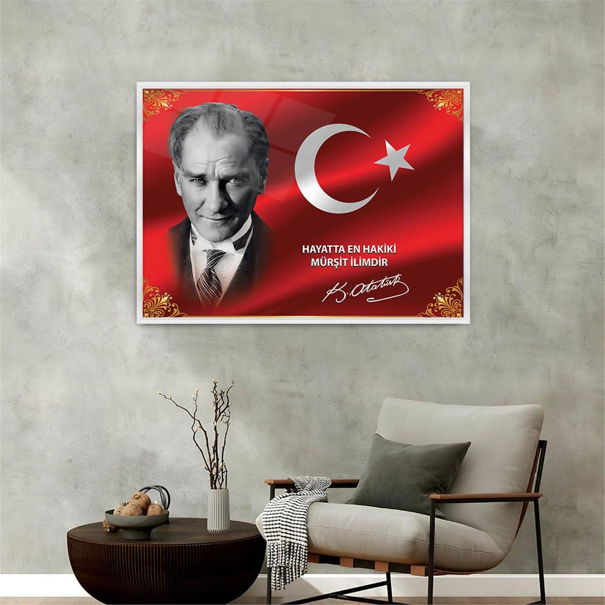 Alüminyum Çerçeveli Vatan Temalı Cam Tablo 085