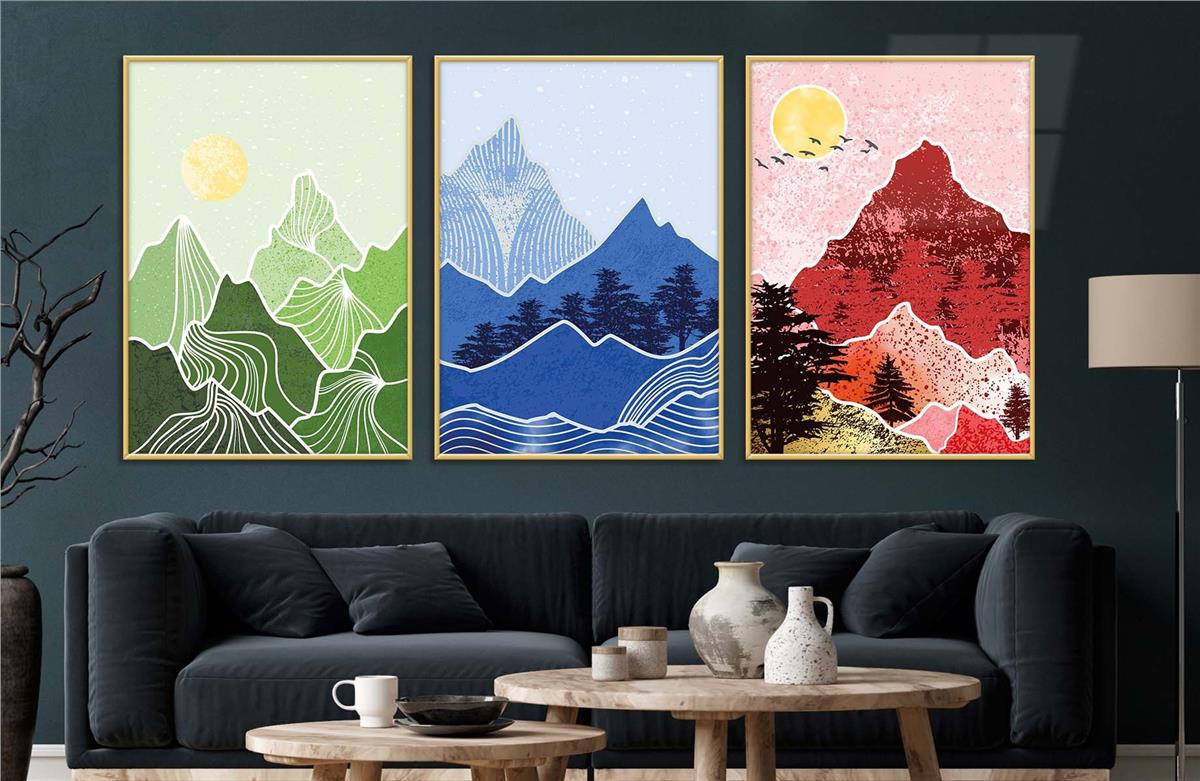 Alüminyum Çerçeveli Sanat Temalı 3'lü Set CAM Tablo 0019