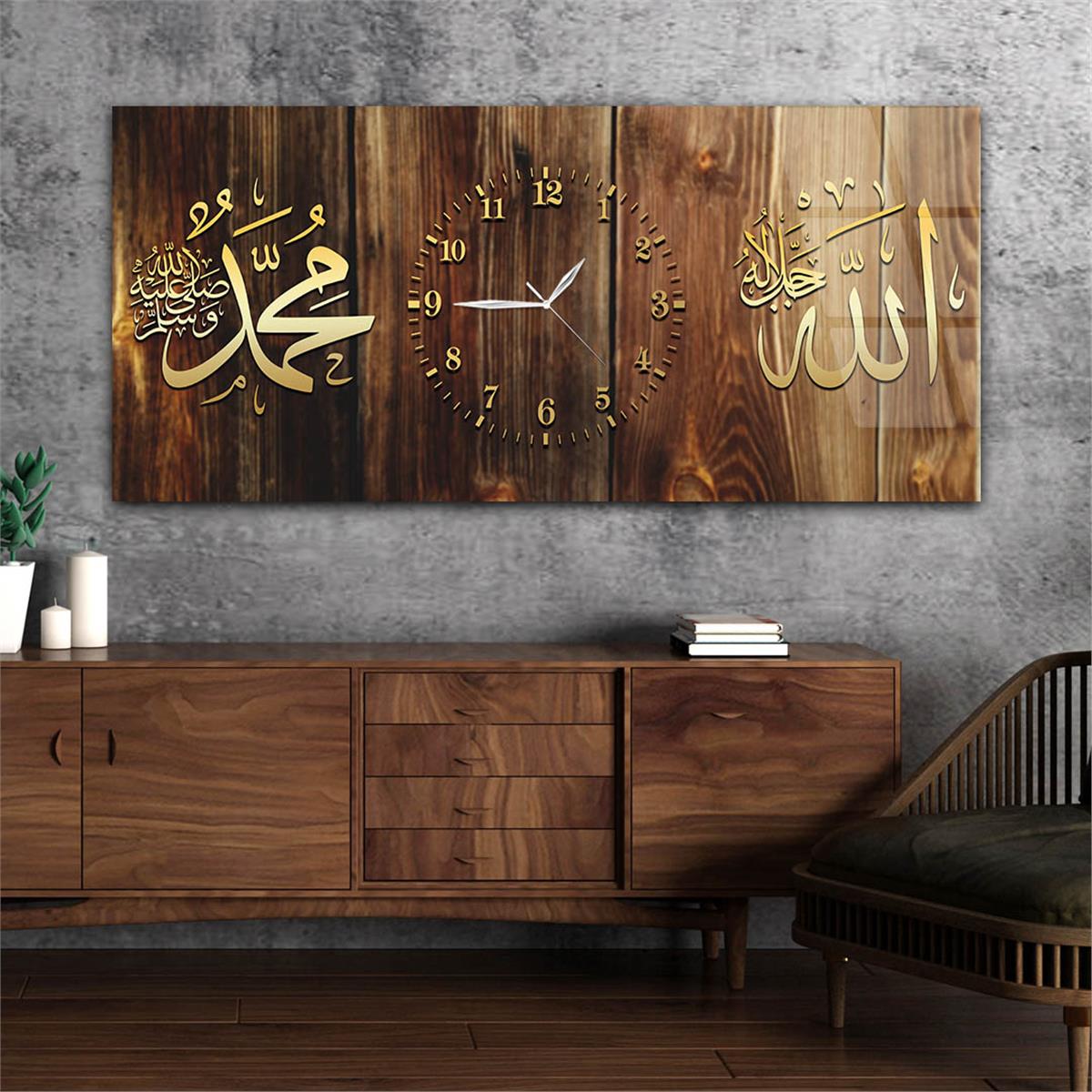 Horizontaal, in Het Midden Voorzien Van Een Klok, Religieus Thema Gehard Glasschilderij 063