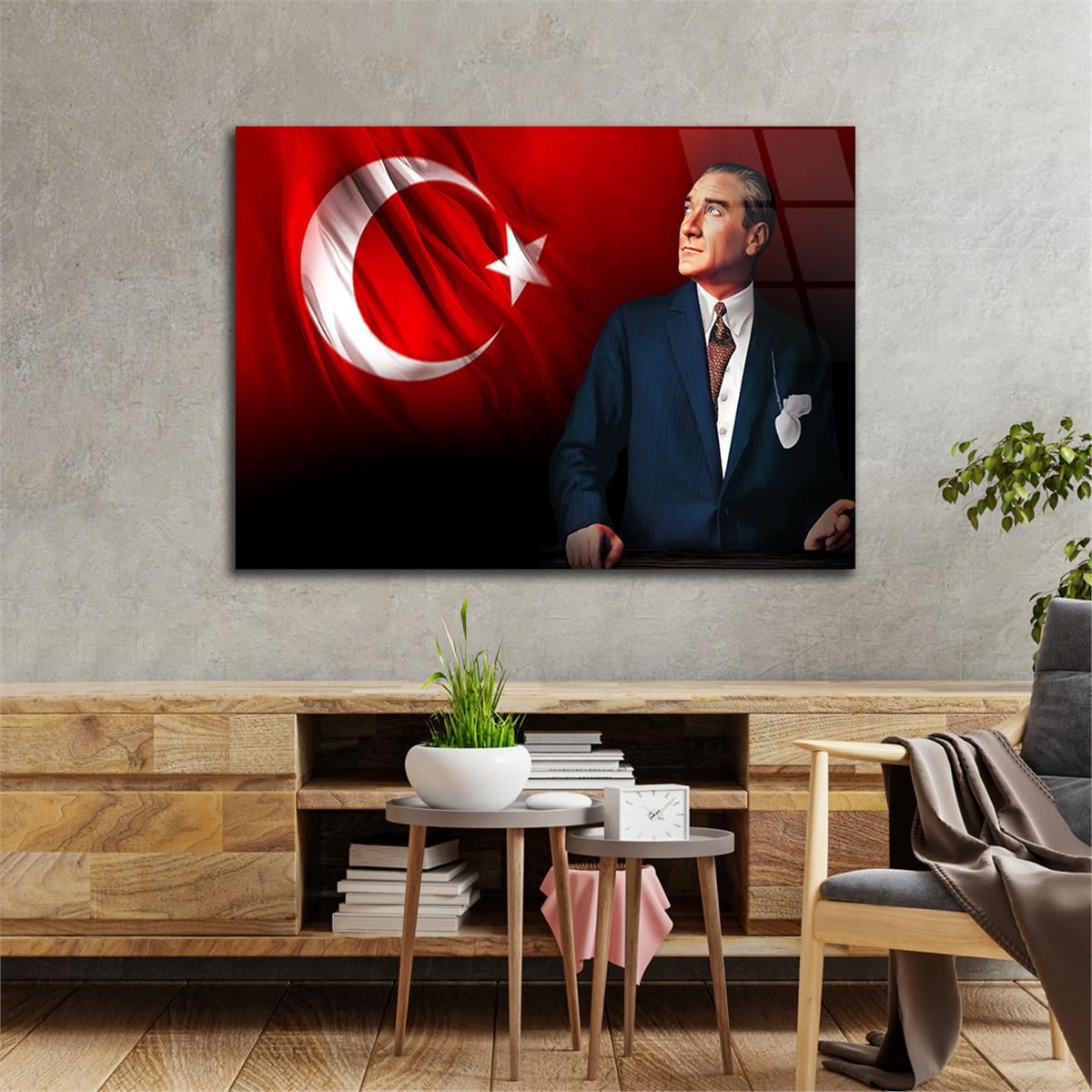 Yatay Vatan Temalı Cam Tablo 161