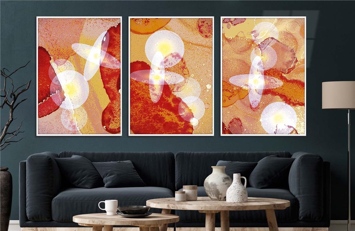 Alüminyum Çerçeveli Sanat Temalı 3'lü Set MDF Tablo 0021