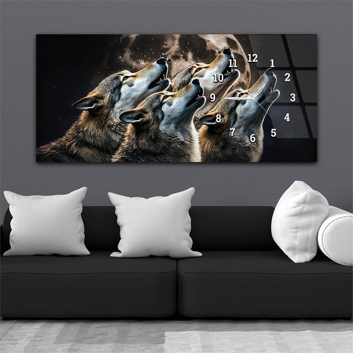 Side-Clock, Art And Nature-Themed Horizontal Glass Wall Painting 023