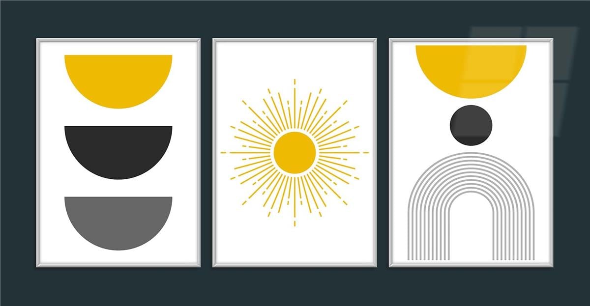 Alüminyum Çerçeveli Sanat Temalı 3'lü Set MDF Tablo 0002