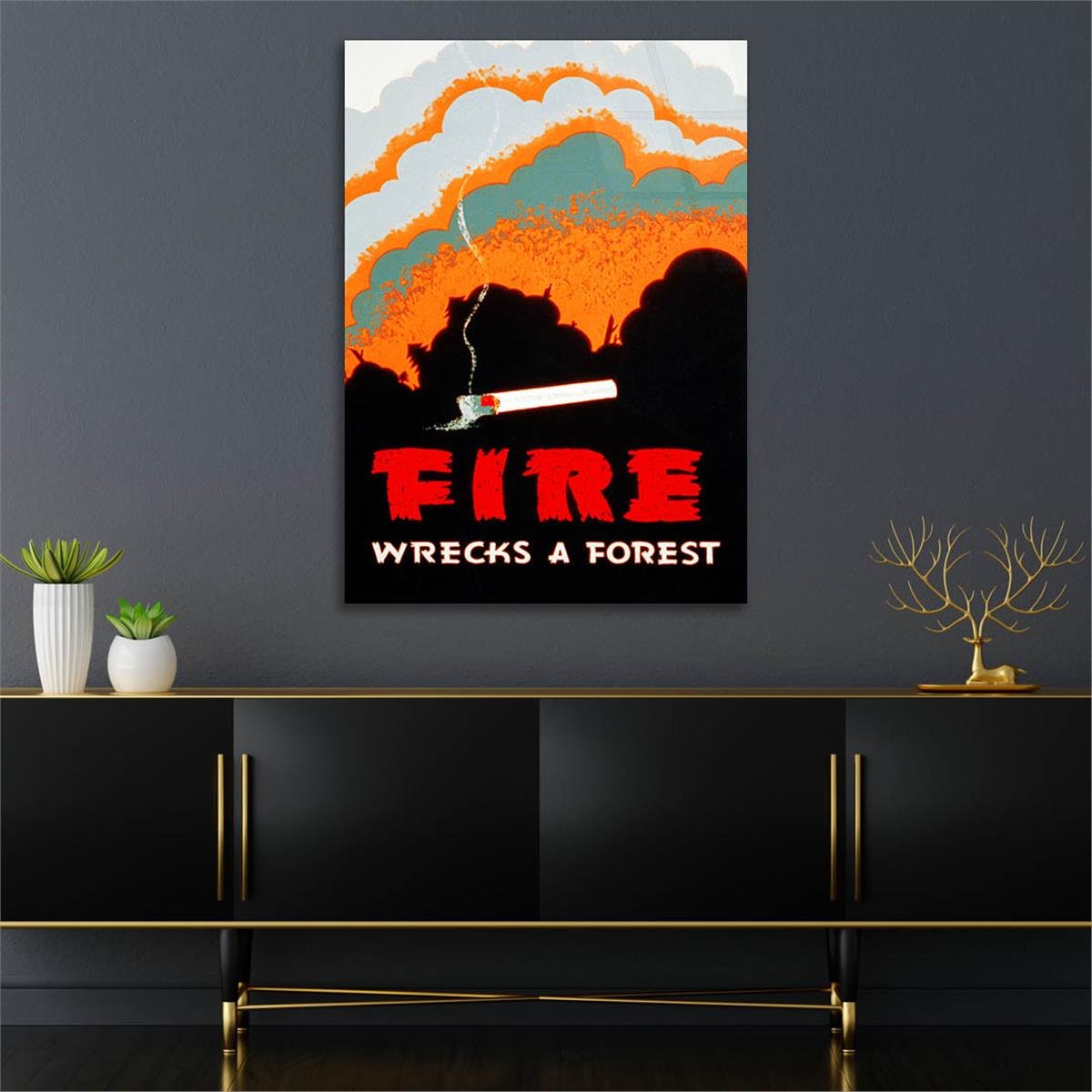 Dikey Sanat Temalı Cam Tablo 498