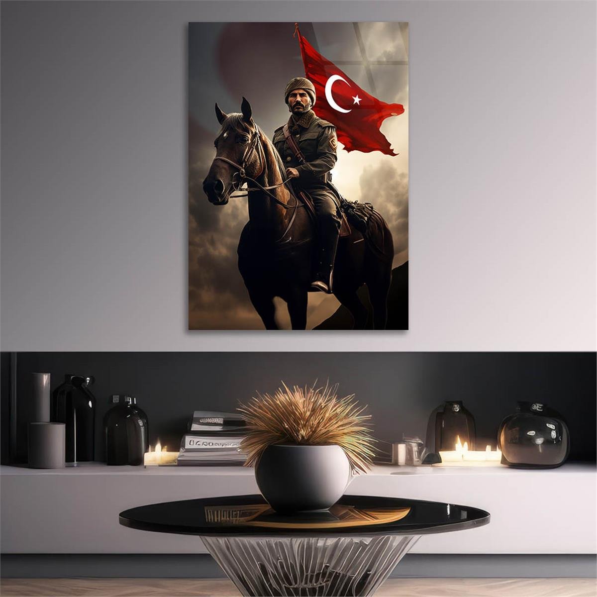 Dikey VatanTemalı Cam Tablo 156