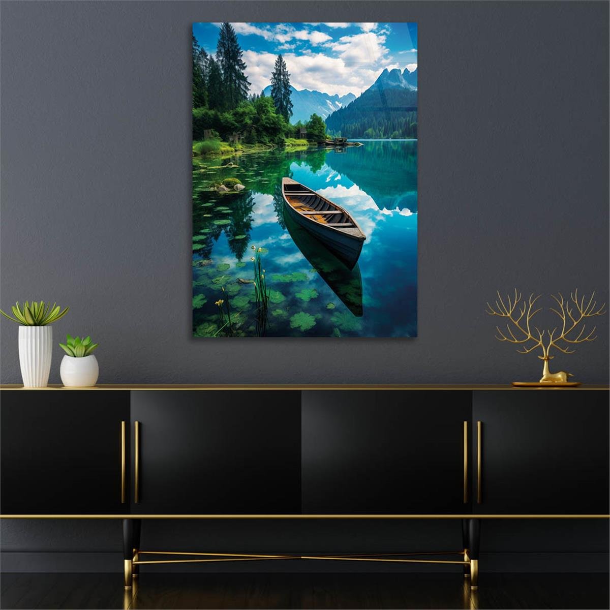 Dikey Doğa Temalı Cam Tablo 240