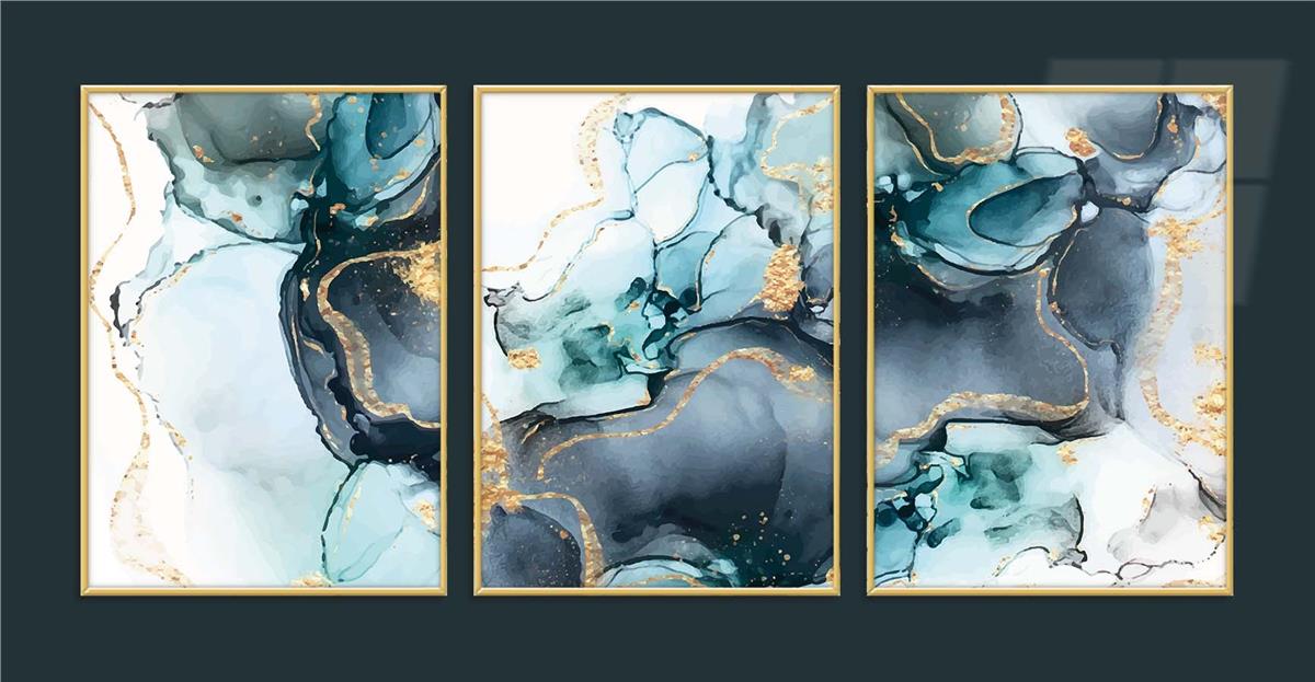 Alüminyum Çerçeveli Sanat Temalı 3'lü Set CAM Tablo 0016