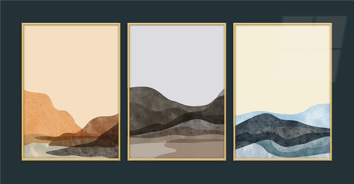 Alüminyum Çerçeveli Sanat Temalı 3'lü Set CAM Tablo 0023