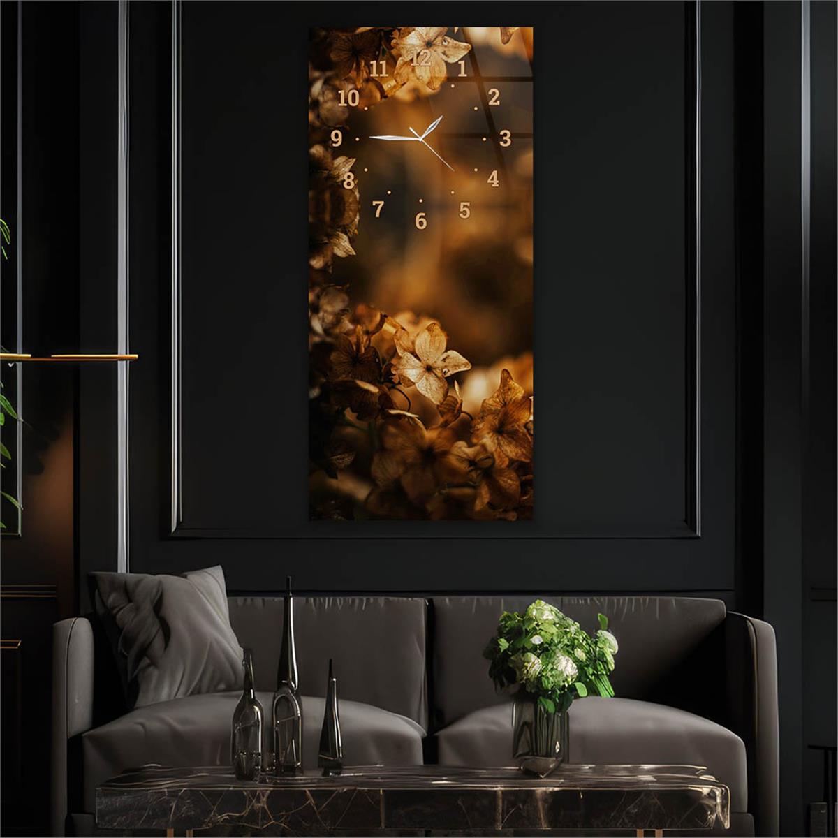 Vertical Art Themed Glass Wall Art with Clock at the Top 022