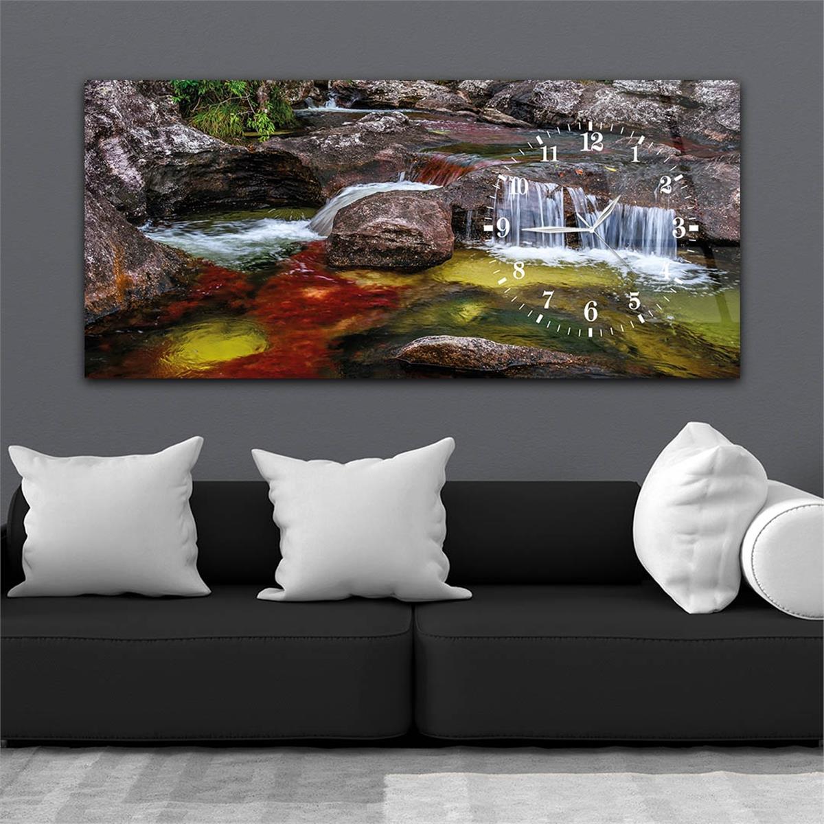 Side-Clock, Art And Nature-Themed Horizontal Glass Wall Painting 040