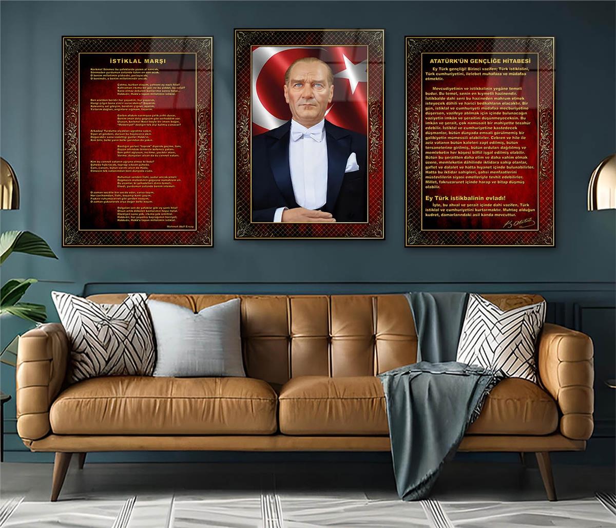 3'lü Set VatanTemalı Cam Tablo 37