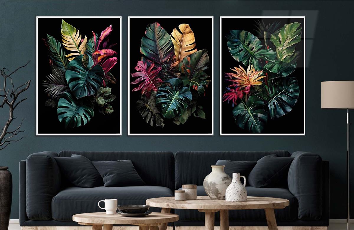 Alüminyum Çerçeveli Sanat Temalı 3'lü Set MDF Tablo 0076