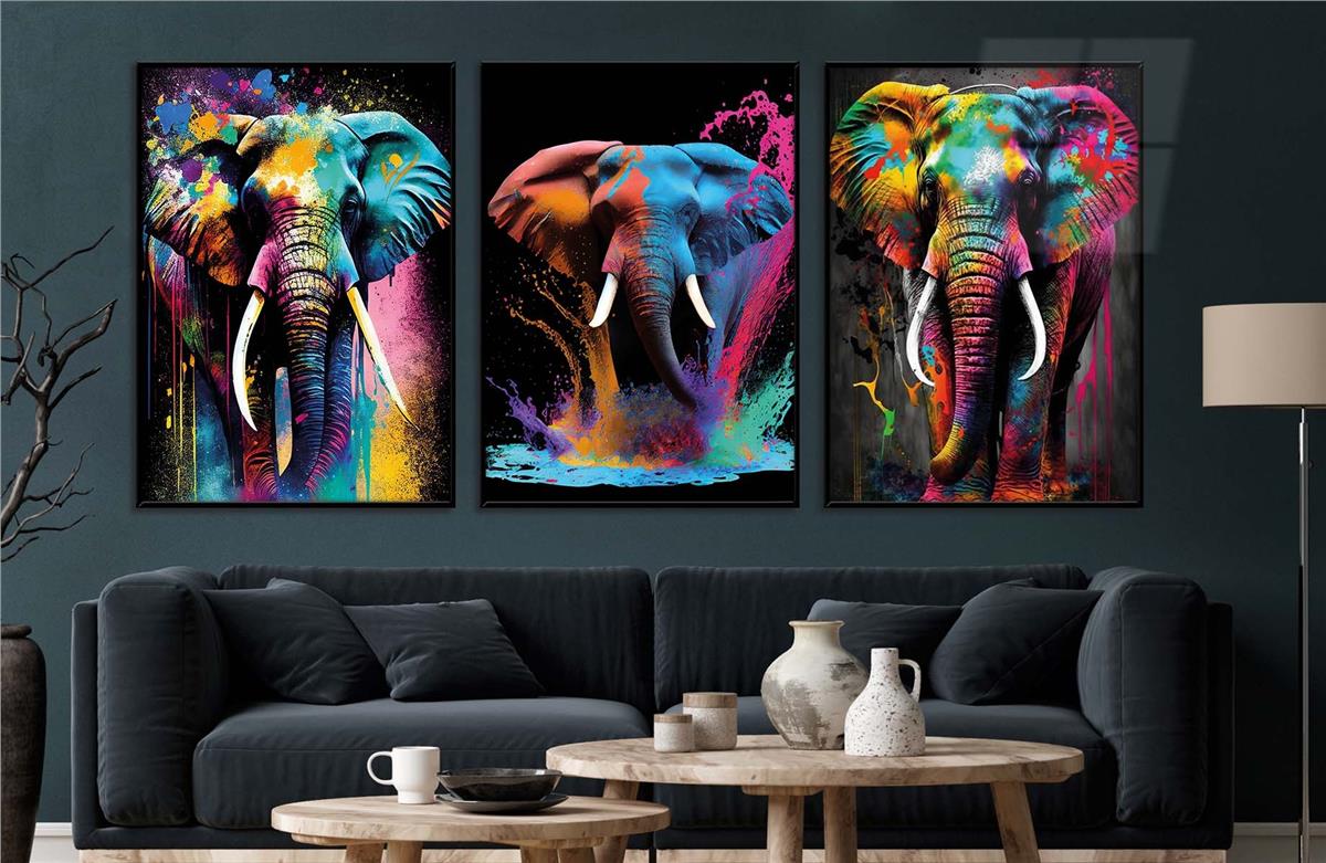 Alüminyum Çerçeveli Sanat Temalı 3'lü Set MDF Tablo 0077