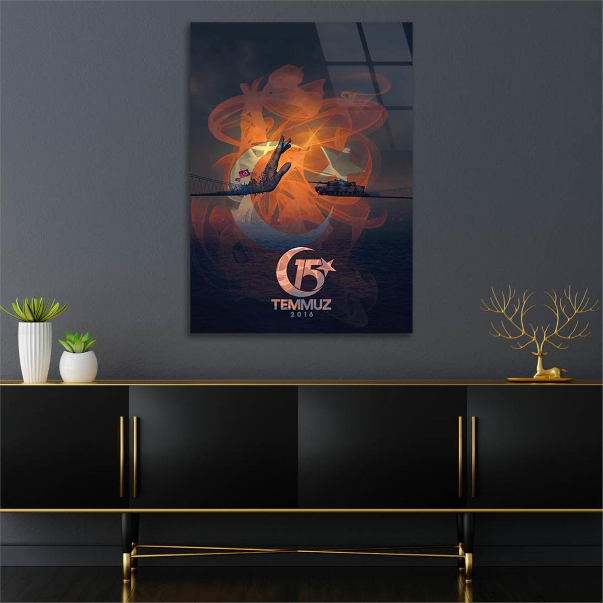 Dikey VatanTemalı Cam Tablo 163