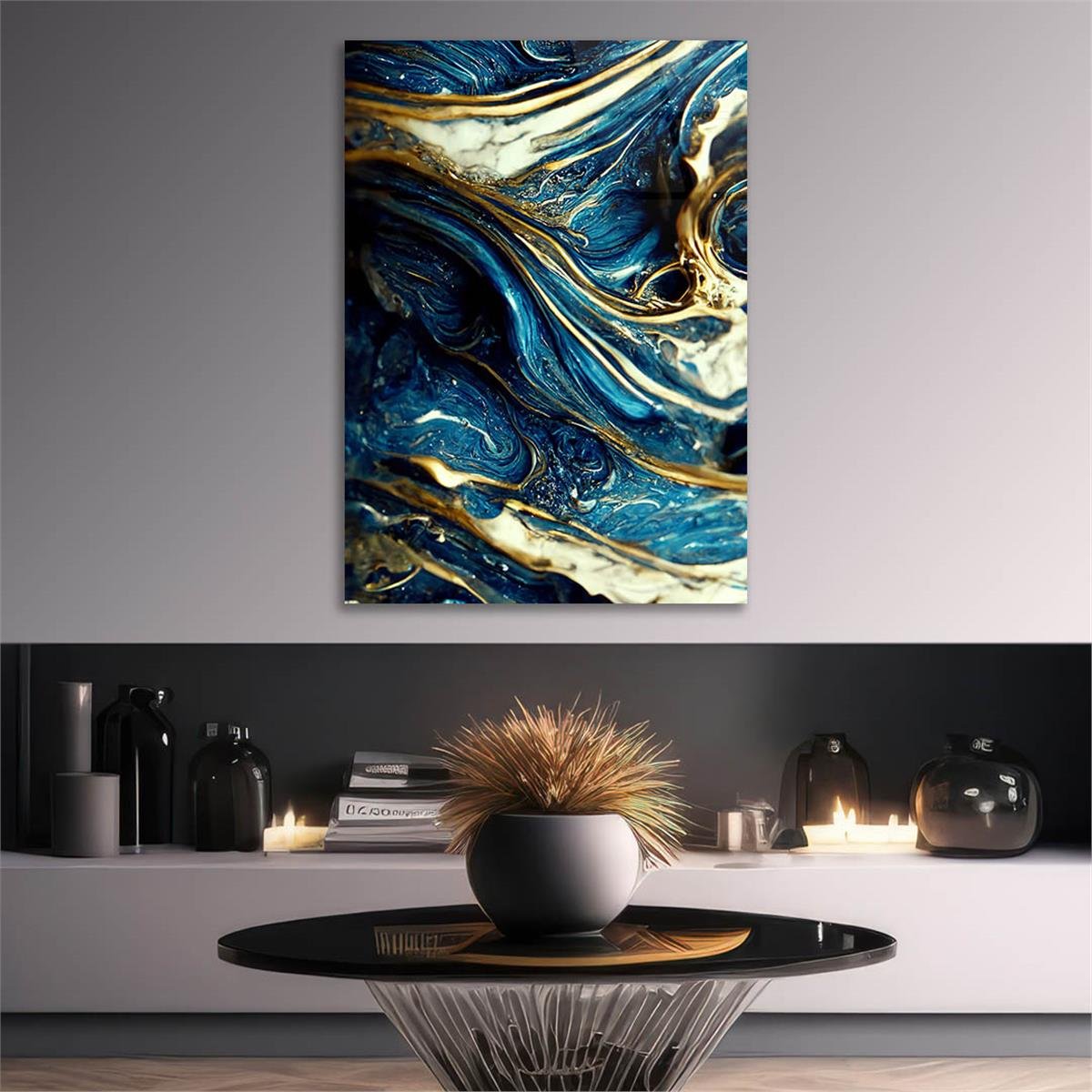 Dikey Sanat Temalı Cam Tablo 557