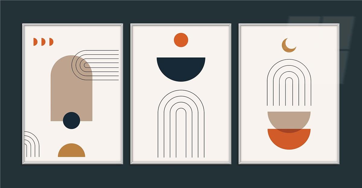 Alüminyum Çerçeveli Sanat Temalı 3'lü Set MDF Tablo 0001