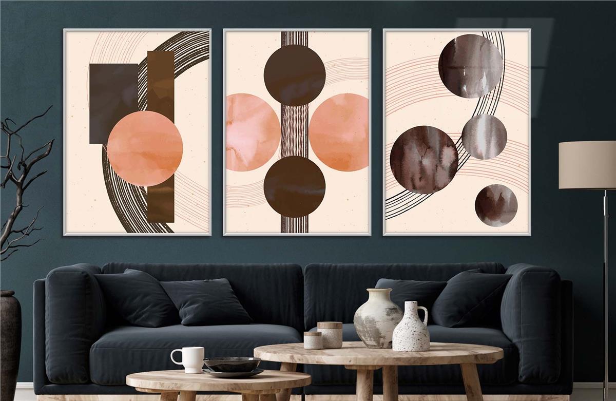 Alüminyum Çerçeveli Sanat Temalı 3'lü Set CAM Tablo 0015