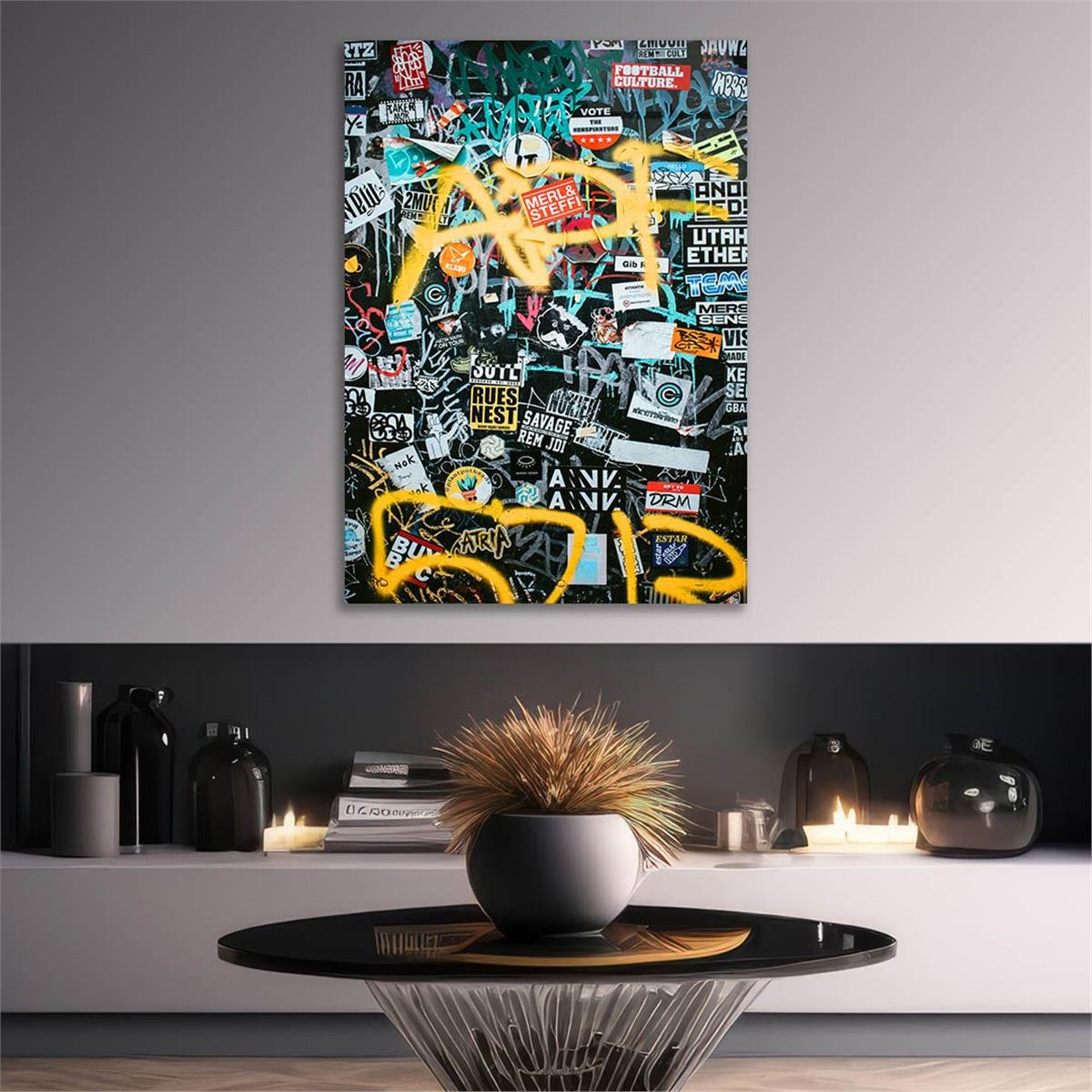 Dikey Sanat Temalı Cam Tablo 512