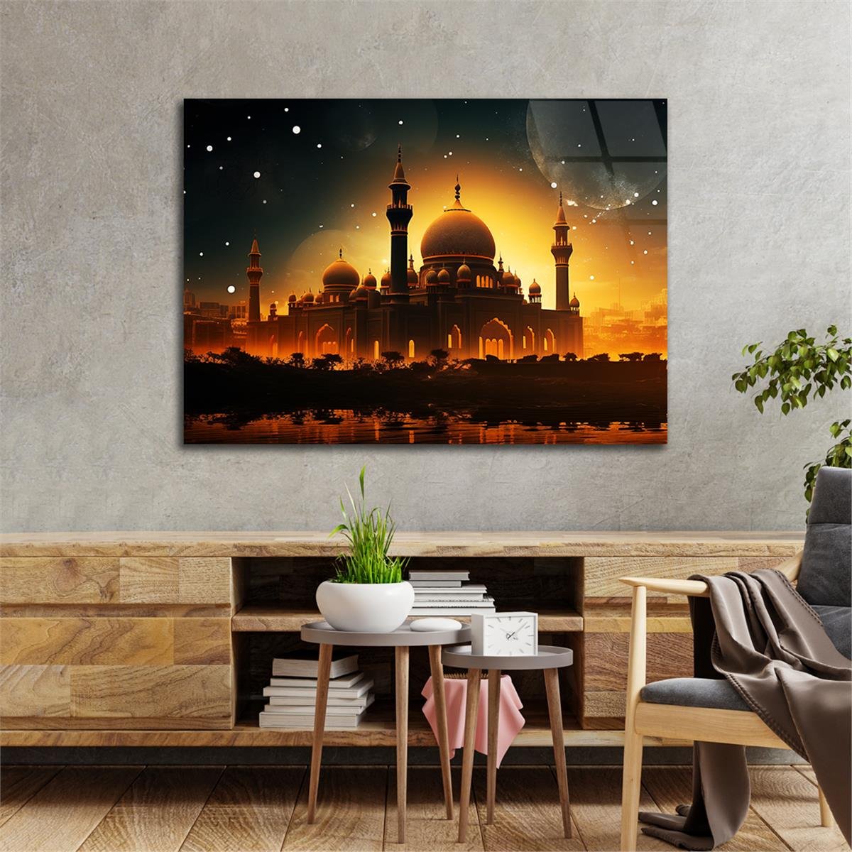 Yatay Dini Temalı Cam Tablo 207