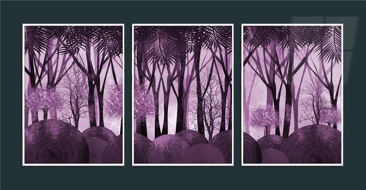 Alüminyum Çerçeveli Sanat Temalı 3'lü Set CAM Tablo 0032