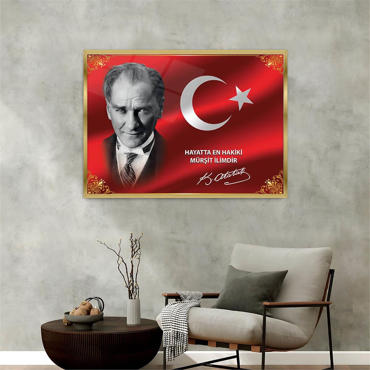 Alüminyum Çerçeveli Vatan Temalı Cam Tablo 085