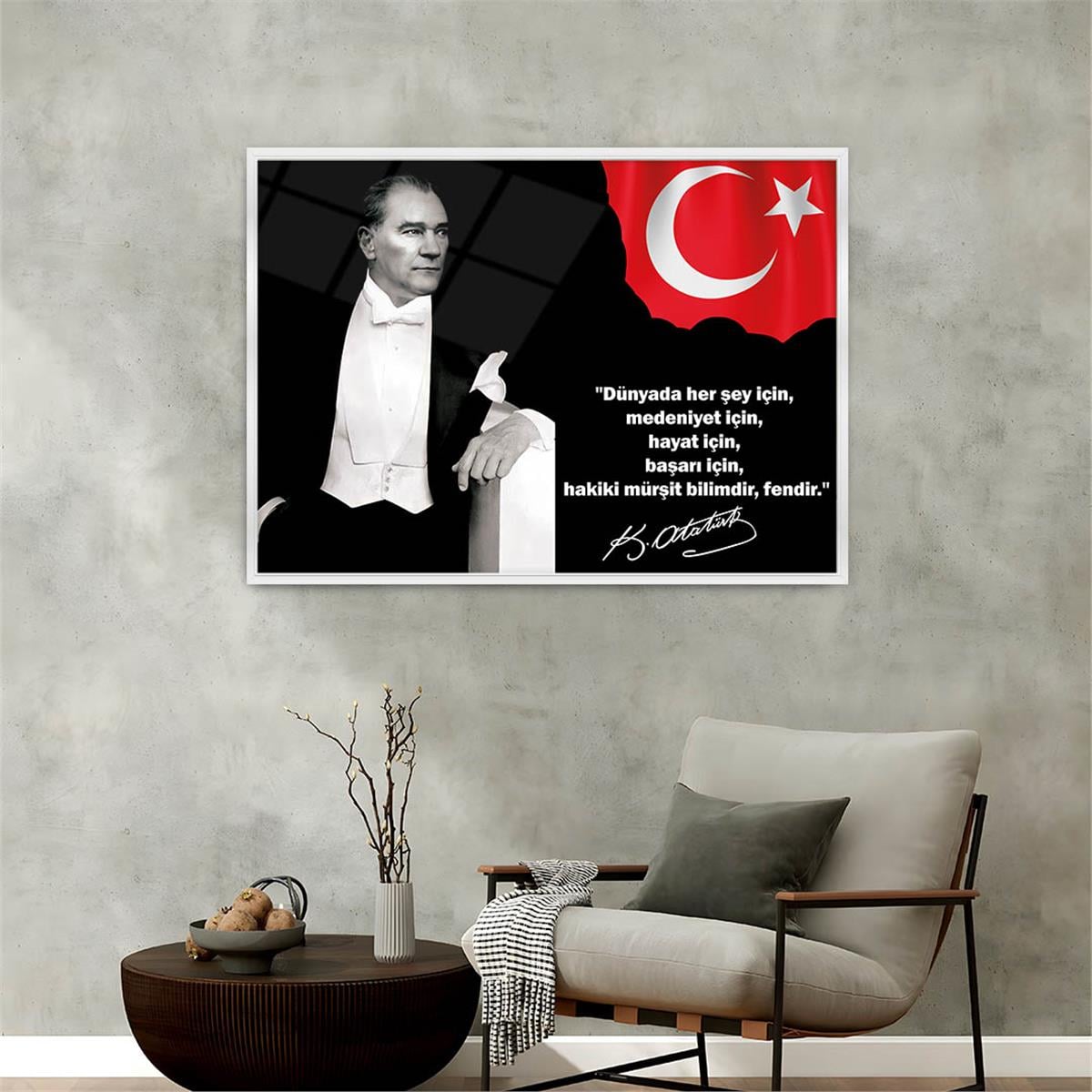 Alüminyum Çerçeveli Vatan Temalı Cam Tablo 049