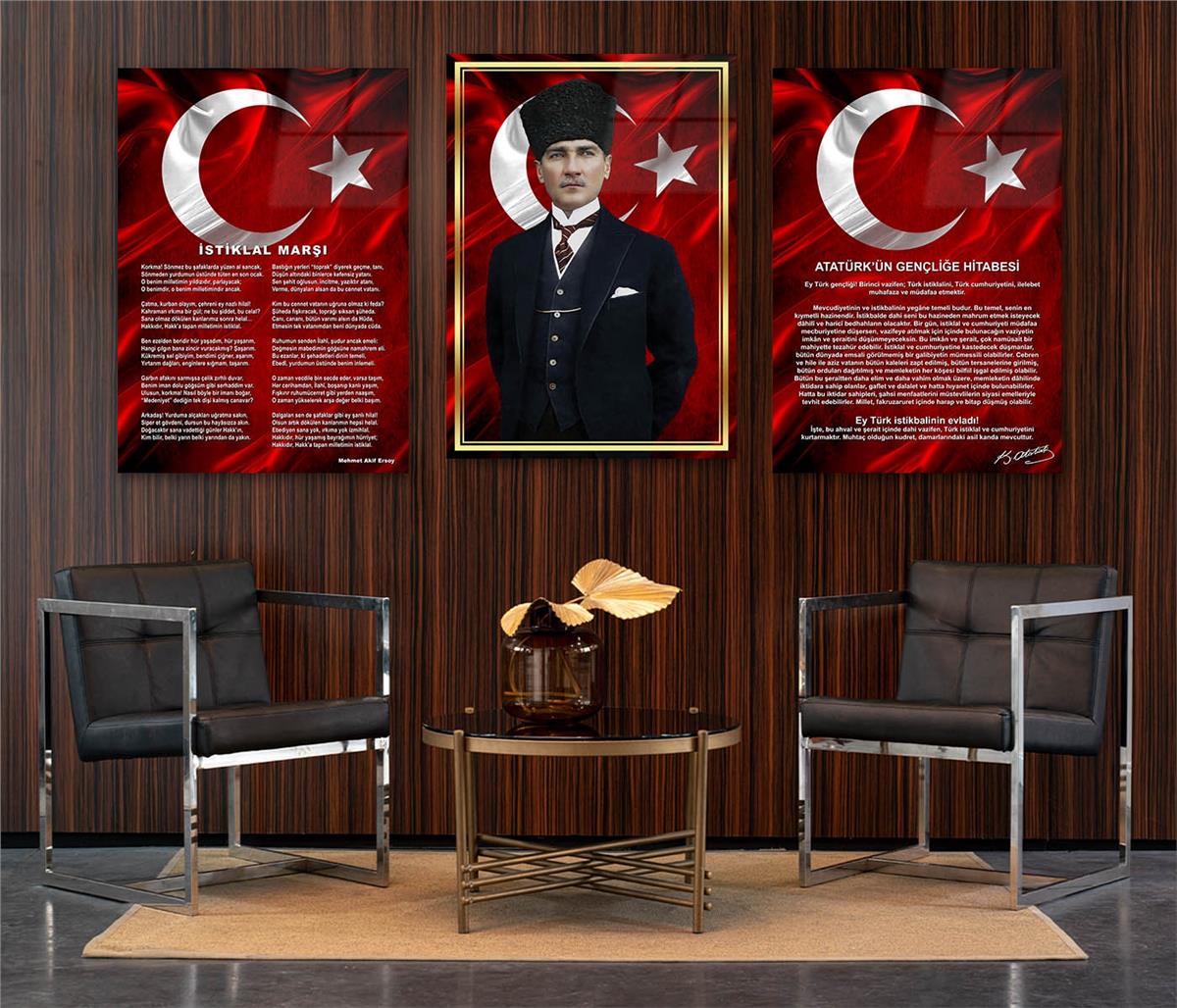  3'lü Set VatanTemalı Cam Tablo 21