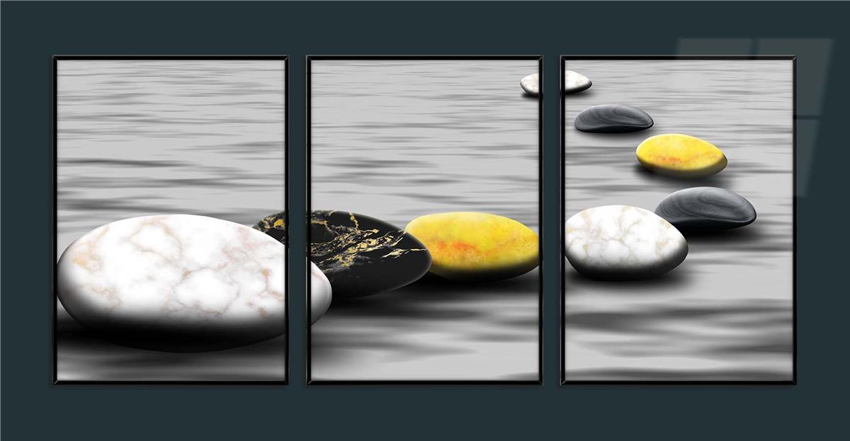 Alüminyum Çerçeveli Sanat Temalı 3'lü Set MDF Tablo 0067