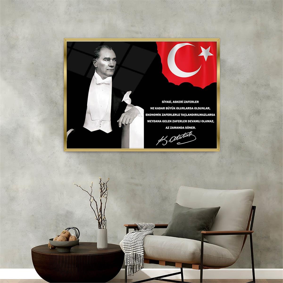 Alüminyum Çerçeveli Vatan Temalı Cam Tablo 050