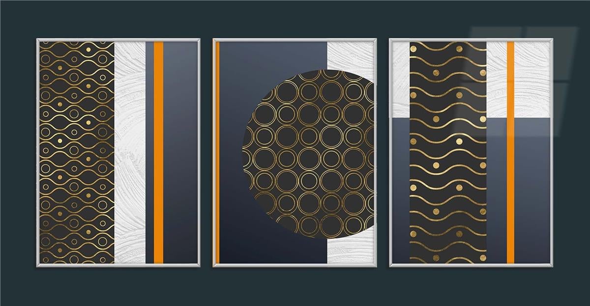 Alüminyum Çerçeveli Sanat Temalı 3'lü Set MDF Tablo 0057