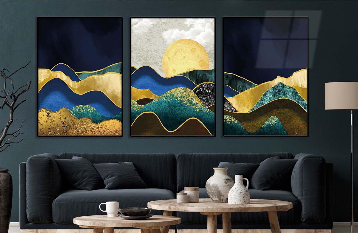 Alüminyum Çerçeveli Sanat Temalı 3'lü Set MDF Tablo 0061