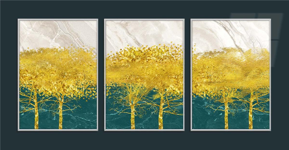 Alüminyum Çerçeveli Sanat Temalı 3'lü Set CAM Tablo 0035