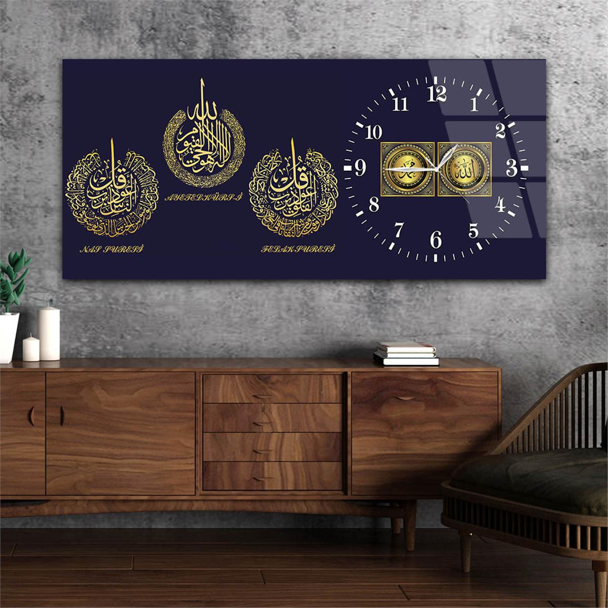 Side-Clock, Religious-Themed Horizontal Glass Wall Painting 037