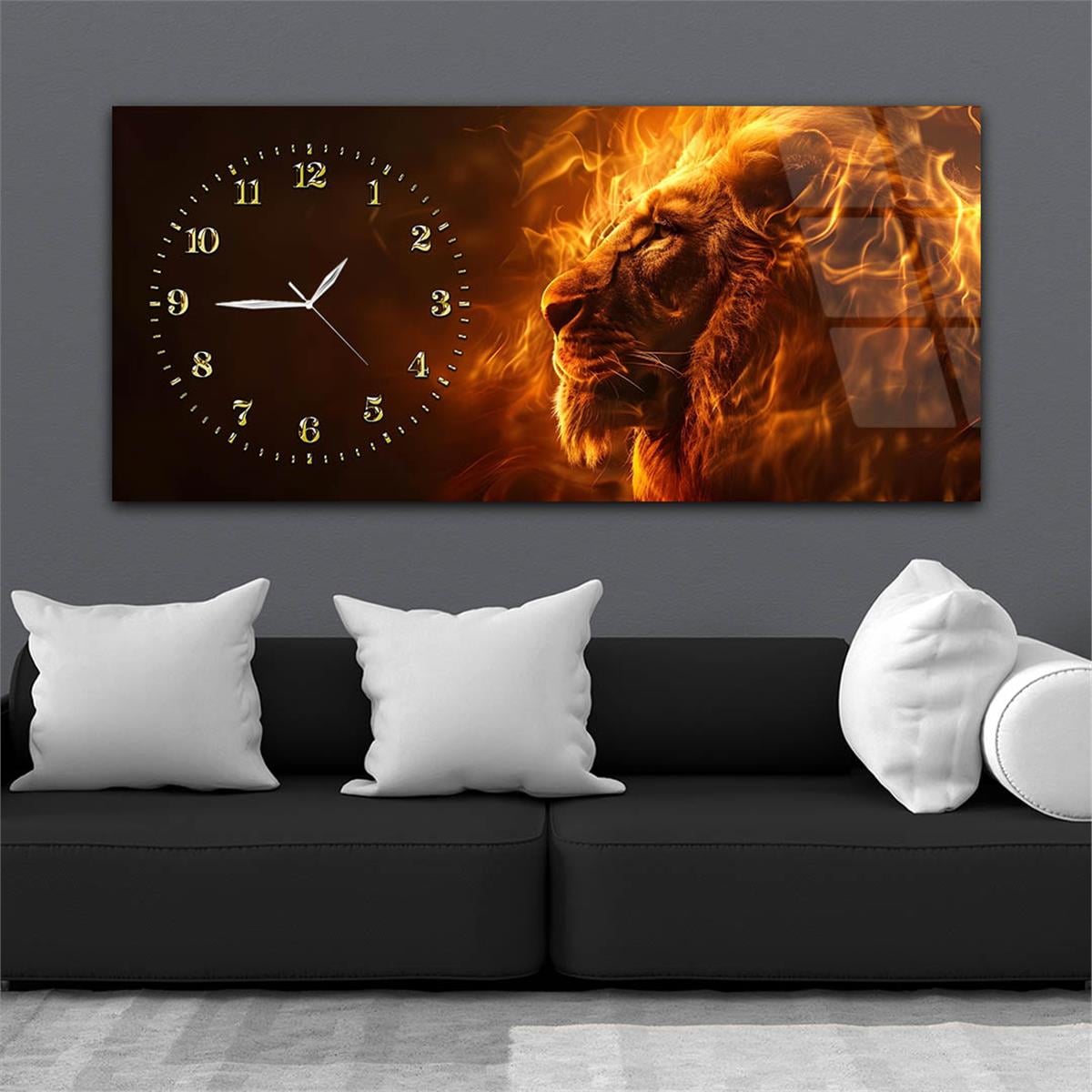 Yatay Saatli Yandan Sanat Temalı Cam Tablo 319