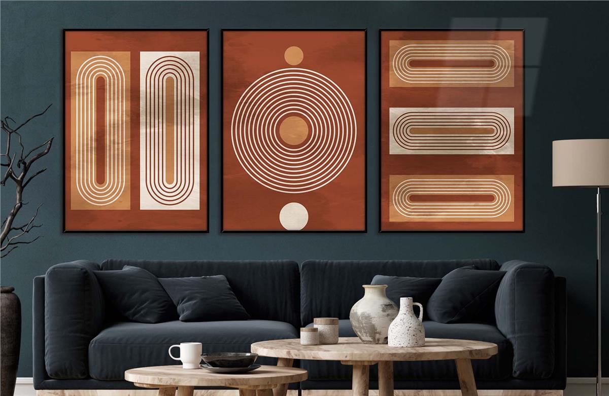 Alüminyum Çerçeveli Sanat Temalı 3'lü Set MDF Tablo 0053