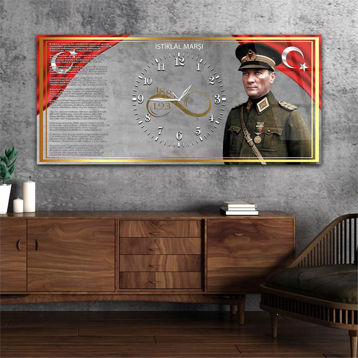 Middle-Clock, Homeland-Themed Horizontal Glass Wall Painting 033