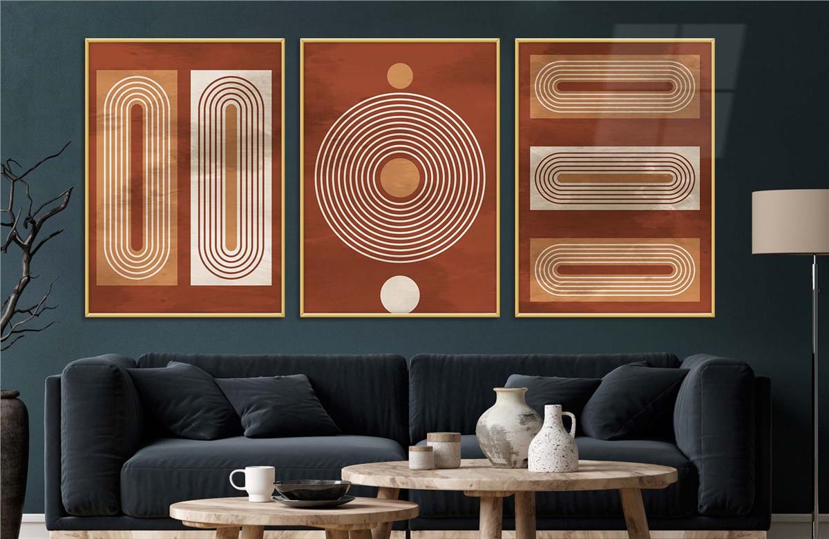 Alüminyum Çerçeveli Sanat Temalı 3'lü Set MDF Tablo 0053