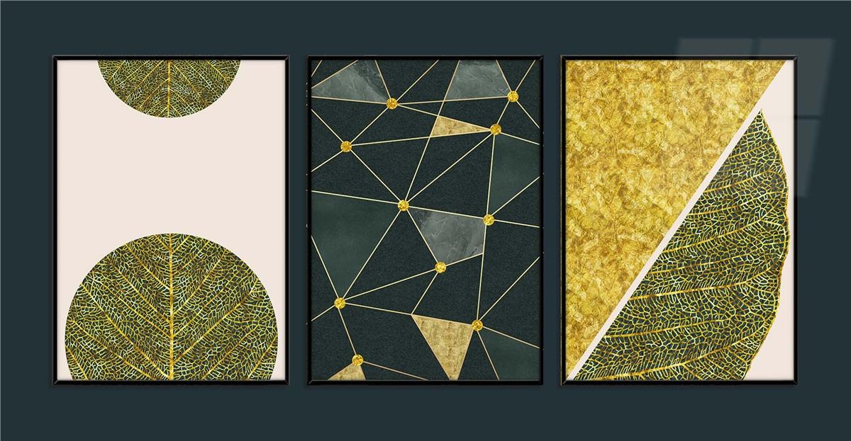 Alüminyum Çerçeveli Sanat Temalı 3'lü Set CAM Tablo 0055