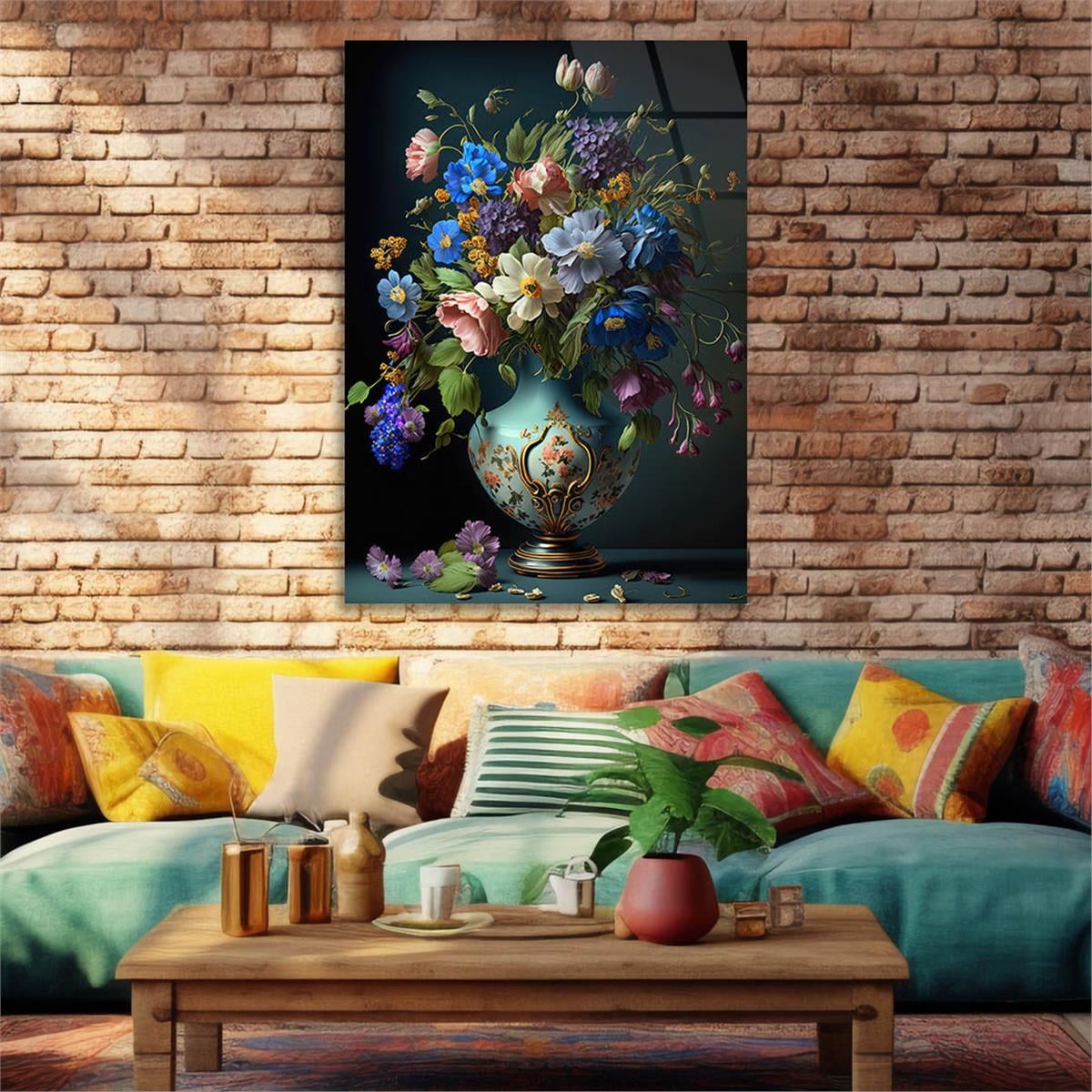 Dikey Sanat Temalı Cam Tablo 472